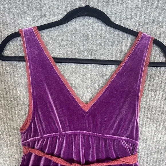 Free People Womens Small Purple Velvet Lace Renaissance Fairy Mini Dress Vampire - Picture 7 of 9